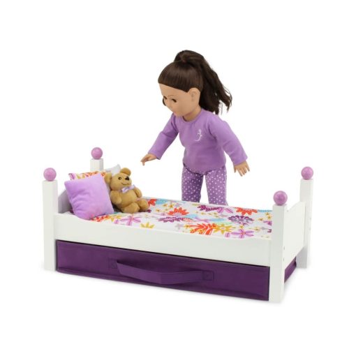 Conjunto de Regalo de Muebles para Munecas Emily Rose de 18 Pulgadas | Cama para Munecas Apilable Individual de 18" | Incluye Contenedor de Almacenamiento de Ropa de Muneca de Tela | Compatible con Munecas de 14-20" - Imagen 7