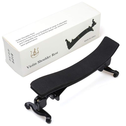 Descanso de hombro para violin 4/4 NANYI, placa de aleacion de aluminio de arco grande premium esqueleto de alta resistencia esponja comoda almohadilla para hombro de violin -Negro - Imagen 9
