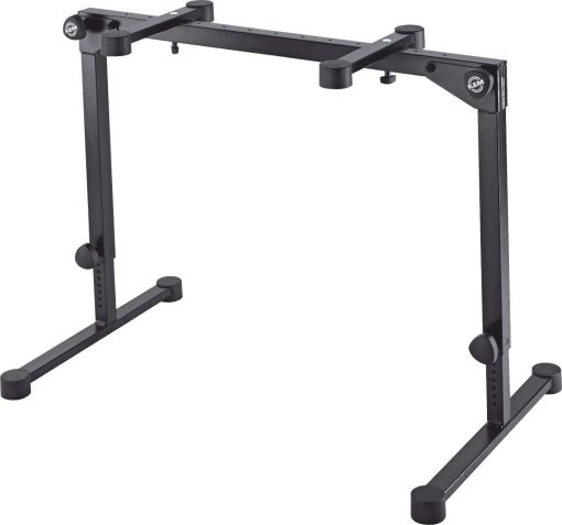 K&M Konig & Meyer 18820.019.55 Mesa de Teclado Omega Pro | Soporte Estilo Mesa | Altura Ajustable/Brazos de Soporte | Patas Plegables Compactas para Viajar | Compatible con Accesorios de K&M de 2do/3er Nivel | Hecho en Alemania | Negro