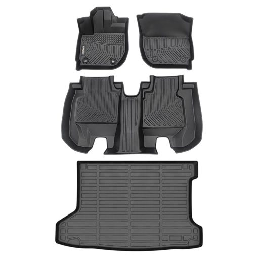 Juego de tapetes y protector de maletero GINOWY para Honda HRV 2016-2022 (Modelos FWD), Tapetes de coche HR-V de todas las estaciones, Ajuste personalizado, Protector de maletero antideslizante, Accesorios HRV a prueba de agua, Negro