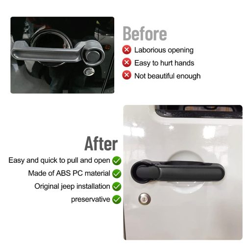Kit de Manijas de Puerta y Manija de la Porta Trasera para Jeep Wrangler JK JKU 2007-2018 Sin Necesidad de Presionar el Boton de Liberacion 5 Piezas - Imagen 3