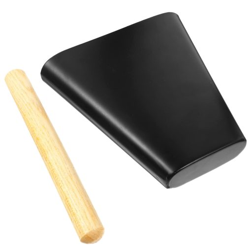 EXCEART 6 Pulgadas Campana de Vaca de Metal con Mazo de Madera Instrumento Musical de Percusion Bocina de Vaca Ruido Creador Accesorios de Tambor Negro