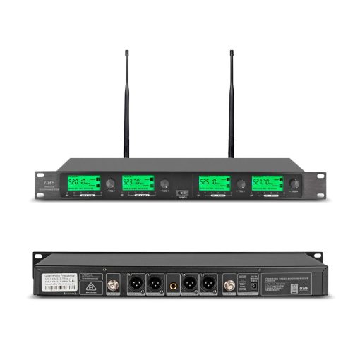 Sistema de Microfono Inalambrico WENWEN Pro UHF de 4 Canales con 4 Bodypacks Lavalier y 4 Auriculares para Sistema de Karaoke Iglesia Conferencias Bodas Fiesta - Imagen 2