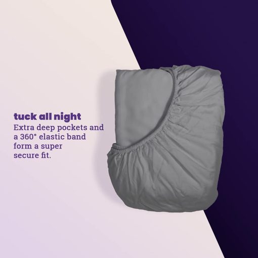 Juego de sabanas 100% Lyocell de Eucalipto de Sheets & Giggles - Todas las estaciones, Hechas de forma responsable, Naturalmente refrigerantes, Super suaves, Que absorben la humedad, Equilibrio de temperatura, Vegano - Cal King, Gris - Imagen 3
