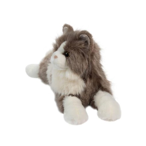 Douglas Cuddle Toys Gretta 24" DLUX Gato de Peluche Gris Acostado de Pelo Largo - Imagen 3