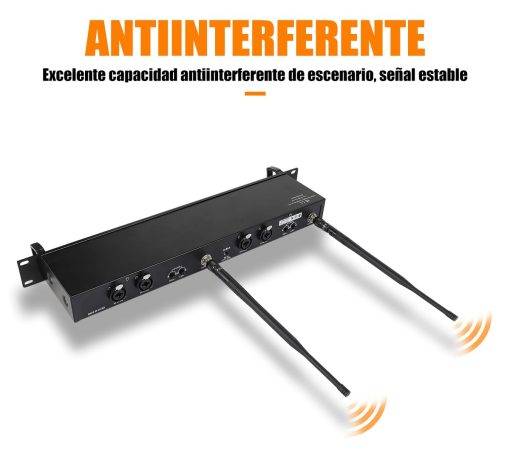 Sistema de Monitor Inalambrico XTUGA RW2080 de Metal Completo con 2 Canales y 4 Bodypacks para Monitorizacion con Auriculares Inalambricos para Escenario o Estudio Frecuencia 902-928mhz - Imagen 4