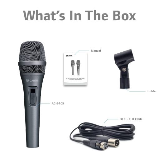 Microfono Vocal CAROL - Microfono Dinamico Cardioide Unidireccional con Cancelacion de Ruido AHNC, para Actuaciones Profesionales en Escenarios en Vivo, Incluye Adaptador de Soporte y Cable XLR de 14.8ft, AC-910S - Imagen 8