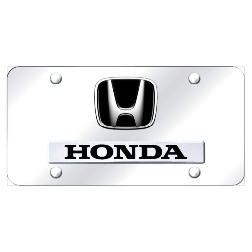 Placa de licencia de acero cromado Au-Tomotive Gold, INC. Honda 3D Logo y Nameplate