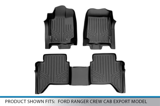 Juego de tapetes SMARTLINER a medida para 2 filas - Negro para Ford Ranger Crew Cab Export Model 2015-2018 - Imagen 5