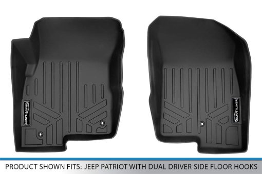 Juego de Tapetes para Piso SMARTLINER a la Medida para Jeep Patriot 2017 Negro con Ganchos Dobles en el Lado del Conductor - Imagen 4