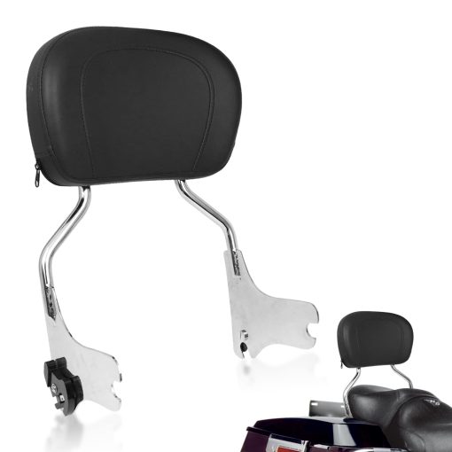 AUFER Respaldo Desmontable Sissy Bar Respaldo Trasero con Almohadilla Compatible con Touring Road King Electra Glide Street Glide Road Glide FLHR FLHX FLHT FLTR 1997-2008 (Cromo)