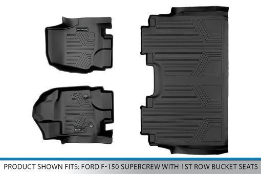 MAX LINER A0167-P/B0167 para Ford F-150 SuperCrew Cab 2015-2022 con Asientos de Cubo de 1ra Fila, Negro - Imagen 5