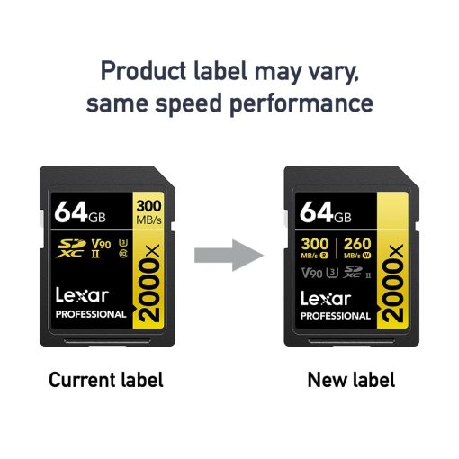 Tarjeta de Memoria SDXC Lexar 64GB Professional 2000x, UHS-II, C10, U3, V90, Video Full-HD y 8K, Hasta 300MB/s de Lectura, para Camaras DSLR y Video de Calidad Cinematografica (LSD2000064G-BNNNU) - Imagen 5