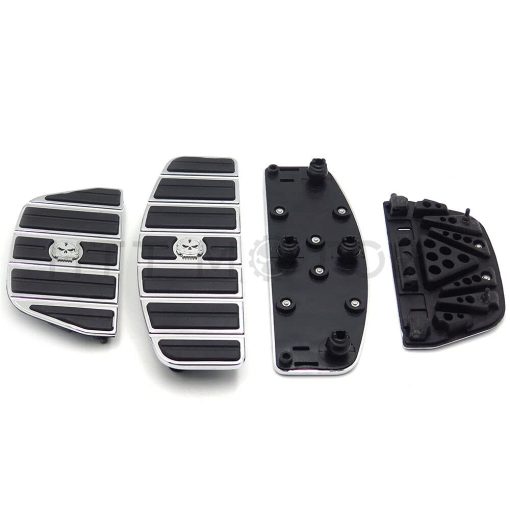 HONGK- Juego de reposapies para conductor y pasajero de motocicleta con diseno de craneo zombie cromado - Forma D Tradicional Compatible con TOURING FLHT FLT FLTR FLHR FLHS SOFTAIL FLSTC FLSTN FLSTF FLSTS [B01ETS4FPE] - Imagen 3