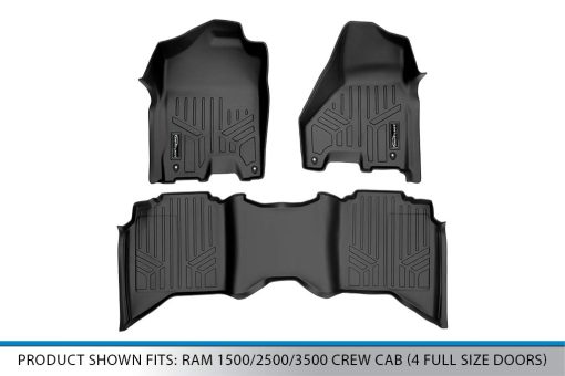 Tapetes para piso SMARTLINER Juego de 2 Filas de Liners Negros Compatibles con RAM 1500/2500/3500 Crew Cab (4 Puertas de Tamano Completo) 2012-2022 - Imagen 5