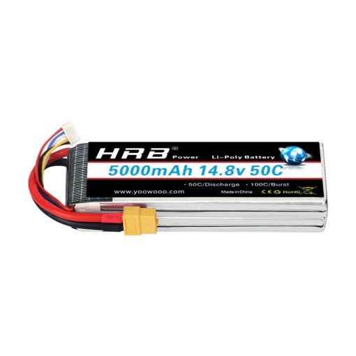 Bateria Lipo HRB 4S 5000mAh 14.8V 50C XT60 RC Bateria Compatible con Helicoptero Avion Coche Barco Camion