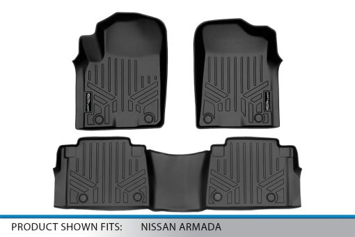 Juego de alfombras SMARTLINER a medida para 2 filas en negro compatible con Nissan Armada/Infiniti QX80 2019-2022 - Imagen 5