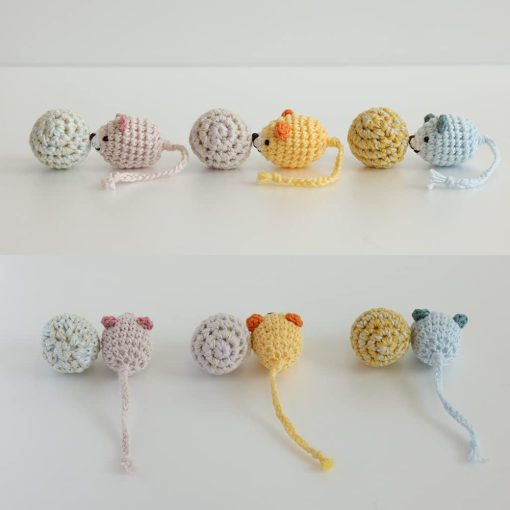 Juguetes de Peluche para Gatos necono - Raton tejido amiami-nezumi & Pelota - Ultraligeros Hechos a Mano - Imagen 2