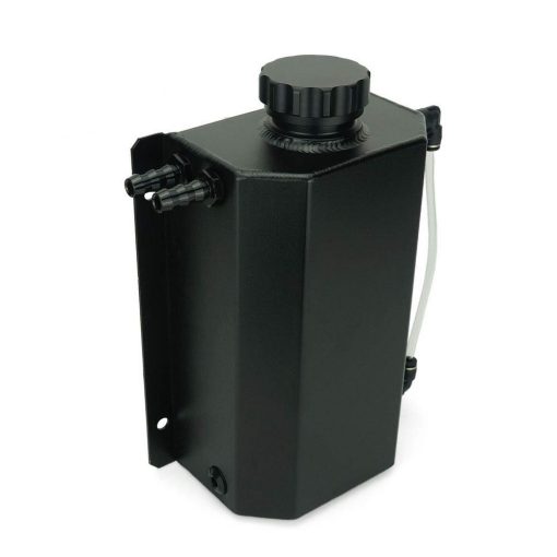 Deposito de recuperacion de refrigerante de radiador universal Bravedog JDM de 2L de capacidad de agua pulido de aluminio (Negro) (2L-Negro) - Imagen 3
