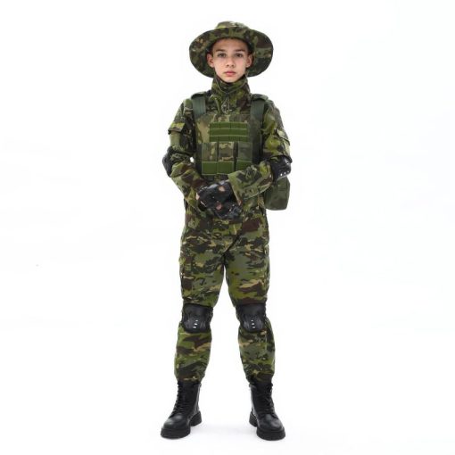 Czmmyrr Uniformes militares para ninos, disfraces de soldado para ninos, disfraces de ejercito de Halloween, traje completo de camuflaje para ninos (camuflaje de selva, talla 110) - Imagen 4