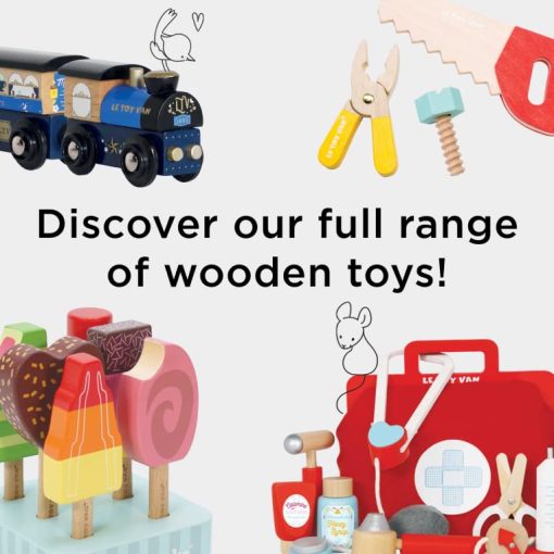 Le Toy Van - Carrito de Compras de Juguete de Madera Educativo para Juego de Roles de Tienda de Alimentos | Juego de Supermercado de Pretendencia para Niños y Niñas - para Edades 3+ - Imagen 9