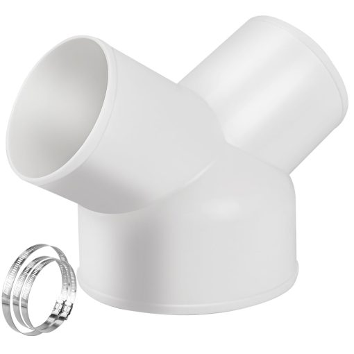Reductor Divisor de Conductos, Conector de 3 Vias para Ventilador de Escape, Manguera de Secadora de 6 Pulgadas a 4 Pulgadas a 4 Pulgadas de Diametro, Viene con 3 Abrazaderas de Manguera de Acero Inoxidable (6 Pulgadas-4 Pulgadas-4 Pulgadas)