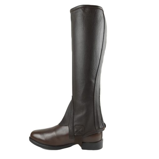 AK Side Zip con Panel Elastico Media Bota de Cuero de Grano Completo para Montar a Caballo AKRS-1022 (8, Marron) - Imagen 3