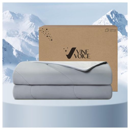 Edredon refrigerante Vine Voice para personas que duermen calientes, edredon refrigerante suave para cama de tamano completa/queen, edredon fresco de doble cara para sudor nocturno, edredon ligero transpirable para todas las estaciones (90''x90'', Gris)