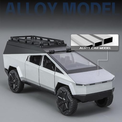 EROCK 1:24 Modelo de Coche de Camping RV, Juguete de Remolque Pickup - Modelo de Camioneta con Funcion de Sonido y Luces, Regalos Adecuados, Decoraciones, Coleccionables (Camping RV Plata) - Imagen 3