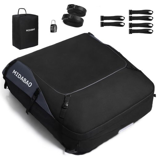 MIDABAO 20 Cubic Waterproof Duty Car Roof Top Carrier-Car Cargo Roof Bag Car Roof Top Carrier - Waterproof & Coated Zippers- Includes Anti-Slip Mat- for Cars with or Without Racks (20 Cubic Feet) - Imagen 2