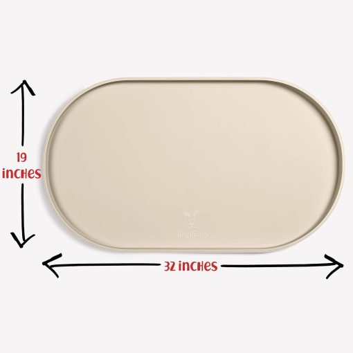 Tapete para Perros DogBuddy - Tapete para Cuencos de Comida de Perros Impermeable, Tapete de Silicona para Comida y Agua, Tapete para Comida de Mascotas con Bordes, Tapete Antideslizante para Comida de Perro, Tapetes para Comida de Perros para Pisos (XXL: 32" x 19", Blanco Arena) - Imagen 6