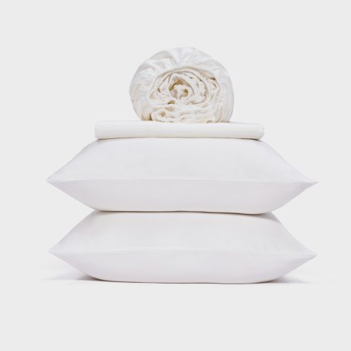 Juego de Sabanas King Size de Tencel y Algodon EVERGRACE, Juego de 4 Piezas, Sabanas de Cama Suaves y Frescas, Sabanas de Lujo de Lyocell de Eucalipto Organico con Bolsillo Profundo, 1 Sabana Ajustable, 1 Sabana Plana, 2 Fundas de Almohada, Blanco - Imagen 9