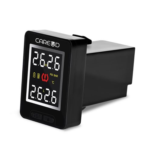 Sistema de Monitor de Presion de Neumaticos TPMS U912 Monitoreo de Presion y Temperatura en Tiempo Real 4 Sensores RF Internos/Externos Ranura Predeterminada Bateria de 5 anos (Para Nissan, con 4 sensores internos/bateria reemplazable)
