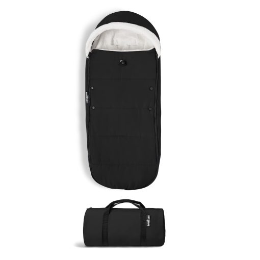 BABYZEN YOYO Footmuff, Negro - Forro de Sherpa y Capucha de Felpa con Cordon para Mantener al Bebe Abrigado - Incluye Bolsa de Transporte - Lavable a Maquina