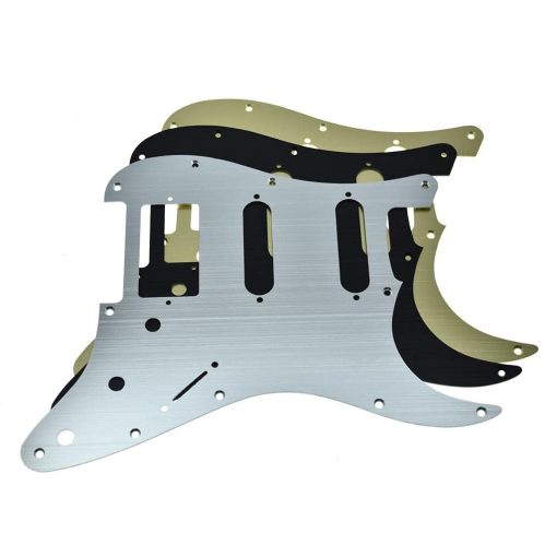 Pickguard de Guitarra HSS Strat Estilo Moderno de Aluminio Anodizado de 11 Agujeros Dopro para Americano/Mexicano - Negro - Imagen 7