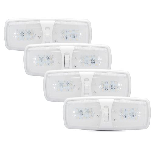 Luces LED para Interiores de RV Lumitronics - Luz Calida Suave y Acogedora - Lampara de Techo para Interiores de Caravanas 12 Voltios con Interruptor de 3 Vias para Iluminacion de RV (Paquete de 4)