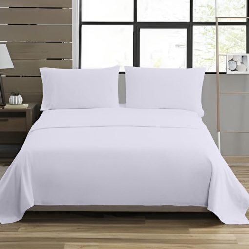 Juego de sabanas California King Bunny's Home Blanco de 800 hilos de algodon egipcio 4 piezas Juego de cama 1 sabana ajustable, 1 sabana plana y 2 fundas de almohada 18 pulgadas de bolsillo profundo de lujo Cal King Bedding - Imagen 3