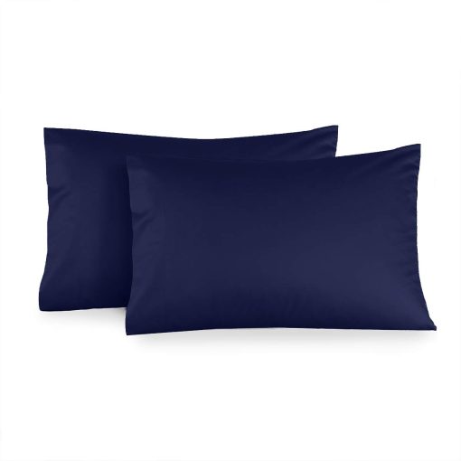 Juego de sabanas Queen de 4 piezas en Navy 600 hilos 100% algodon, Sateen Solid, Bolsillo Profundo - Imagen 2