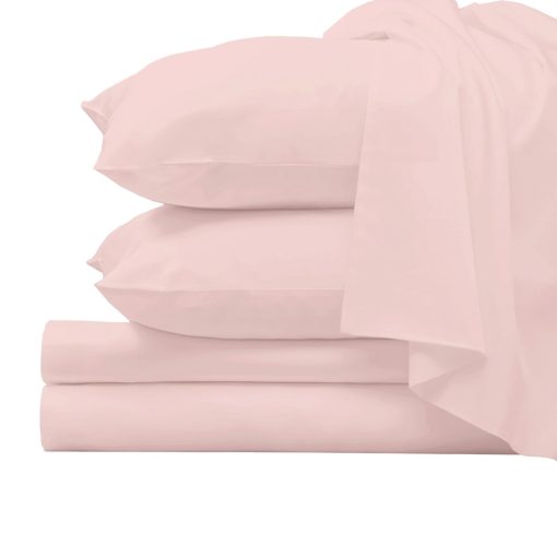 Juego de sabanas para Cama Completa de lujo de 100% Algodon Puro Pizuna en Rosa Claro, 1000 Hilos de Algodon de Fibra Larga Sabana y Funda de Almohada Gruesa, Sabanas Profundas se ajustan a 15" (Conjunto de sabana y funda de almohada de algodon peinado)