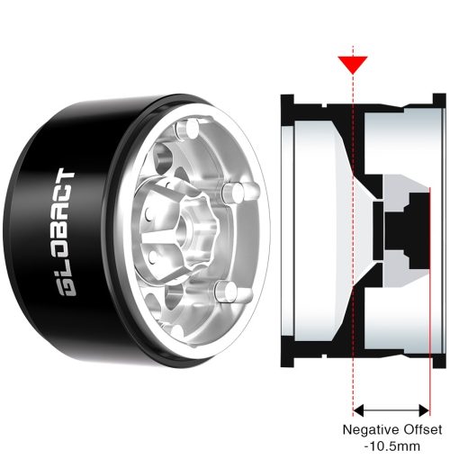 EPINON RC 1.9inch Beadlock Wheels - Offset -10.5mm Aro de Rueda de Aluminio para Coche Crawler 1/10 RC Axial SCX10 UTB10 TRX4 TRX6 Redcat Gen7 Gen8 VS4-10 Accesorios de Actualizacion (4 Unidades Plata) - Imagen 4