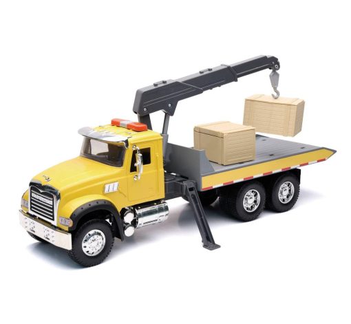 Camion Mack Granite con Grua y Contenedor a Escala 1:18 de New-Ray Toys, Juego de Camionero de Larga Distancia, Para Niños, Regalos, Cumpleaños
