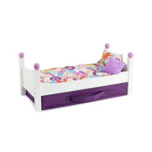 Conjunto de Regalo de Muebles para Munecas Emily Rose de 18 Pulgadas | Cama para Munecas Apilable Individual de 18" | Incluye Contenedor de Almacenamiento de Ropa de Muneca de Tela | Compatible con Munecas de 14-20"
