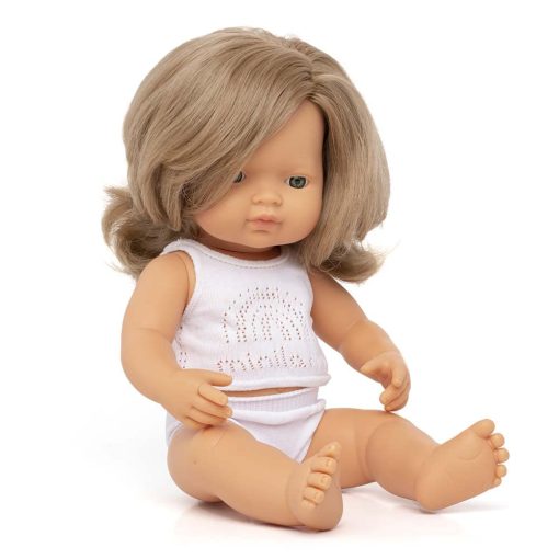 Muneca Miniland 15'' Cabello Rubio Sucio Caucasica (Caja) - Hecha en Espana, Anatomicamente Correcta, Calidad