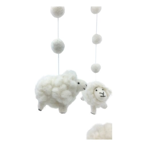 Movil de cuna de lana de oveja para la habitacion del bebe - Imagen 4