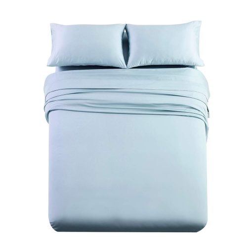 Juego de sabanas de lujo de Royal Hotel Bedding de 1000 hilos 100% algodon, fresco - duradero, suave y transpirable, sabanas en tamano Top-Split King - King Size dividido en la cabeza ajustable, azul claro