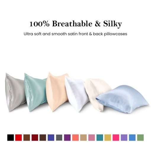 Conjunto de sabanas de seda satinada Rico Bedding con 19 pulgadas de bolsillo profundo - Juego de sabanas de lujo de hotel - 6 piezas - Bolsillos profundos - Transpirable y fresco - Sin arrugas - Confortable - Sabanas - (Cal Queen Rojo Sangre) - Imagen 5
