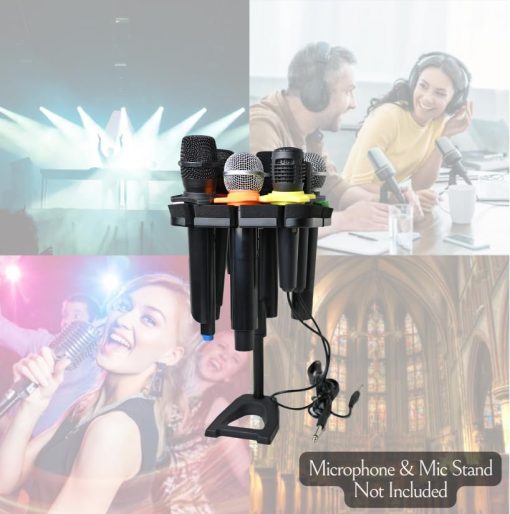 Soporte Multi Microfono Simplurfi Para Soporte de Microfono - Bandeja Cuadrada para hasta 8 Microfonos Organizador y Exhibidor en Escena - Incluye 8 Anillos Antivuelco - Imagen 5