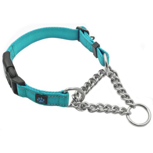 Collar de Cadena Martingale de Acero Inoxidable Max and Neo - Donamos un Collar a un Rescate de Perros por Cada Collar Vendido (Grande, Azul)