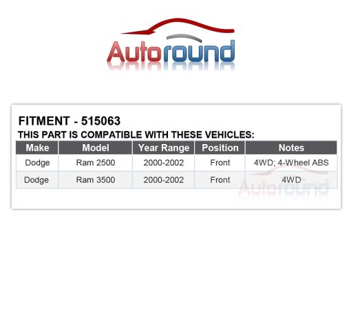 Autoround [4x4, 8 Lug] Conjunto de Cubo de Rueda Delantera y Cojinete 515063 Compatible con Dodge Ram 2500 3500 2000 2001 2002 4WD con ABS - Imagen 6