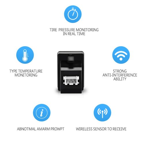 Sistema de Monitor de Presion de Neumaticos TPMS U912 Monitoreo de Presion y Temperatura en Tiempo Real 4 Sensores RF Internos/Externos Ranura Predeterminada Bateria de 5 anos (Para Nissan, con 4 sensores internos/bateria reemplazable) - Imagen 6